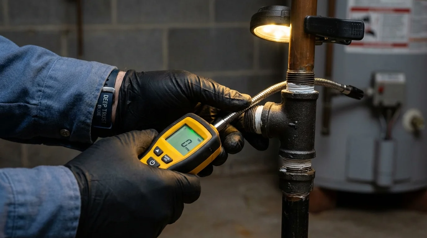 Gas leak detection with electronic sniffer by Johns Plumbing LLC in Whitmire