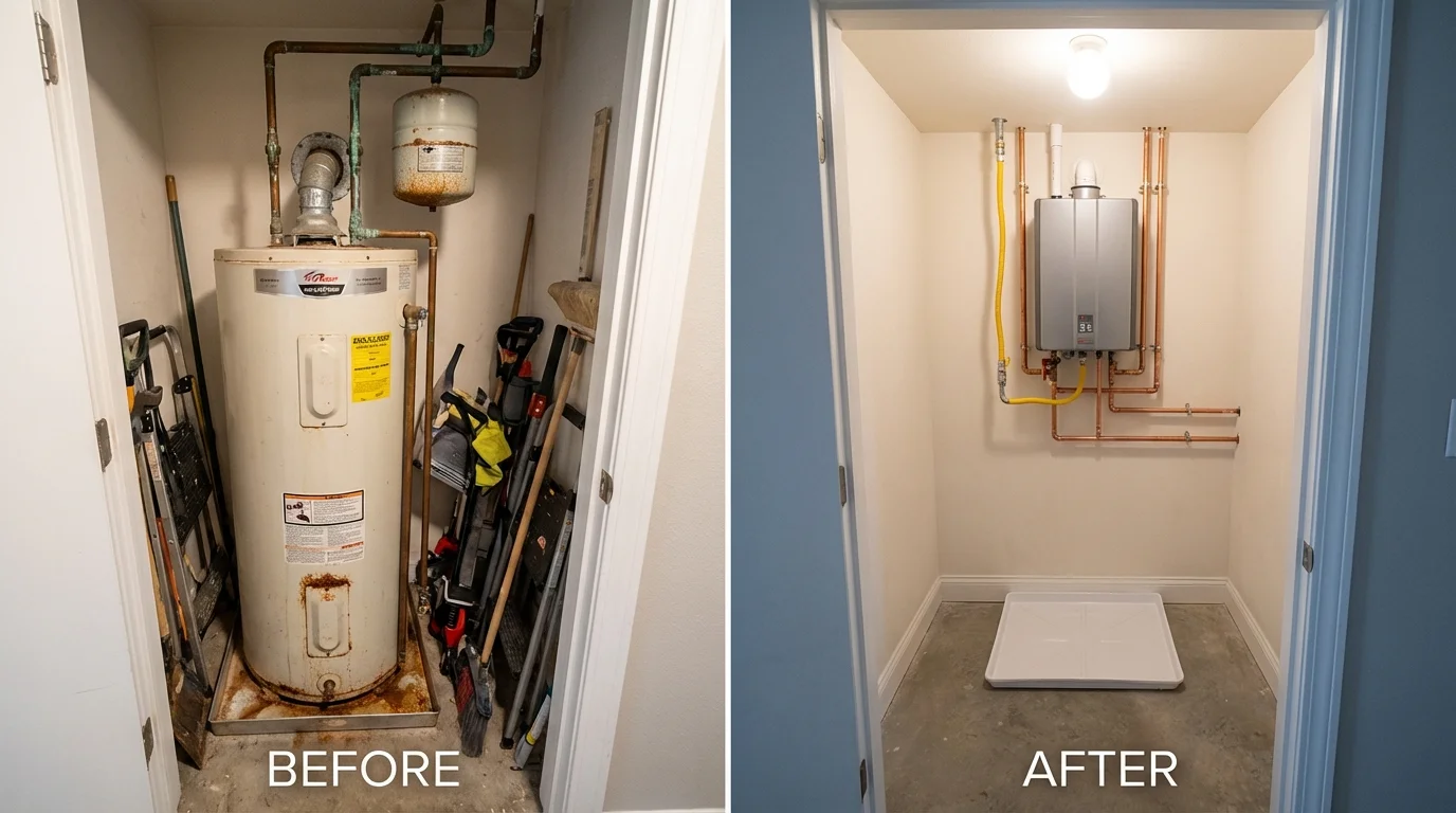 Tank water heater versus wall-mounted tankless unit comparison for Whitmire, SC homeowners