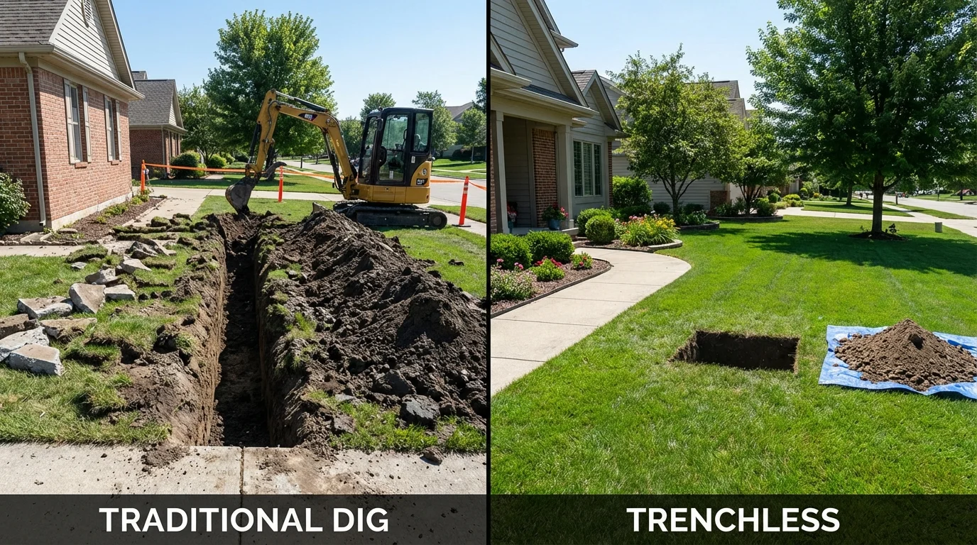 Trenchless sewer repair with minimal yard damage versus traditional excavation in Whitmire, SC